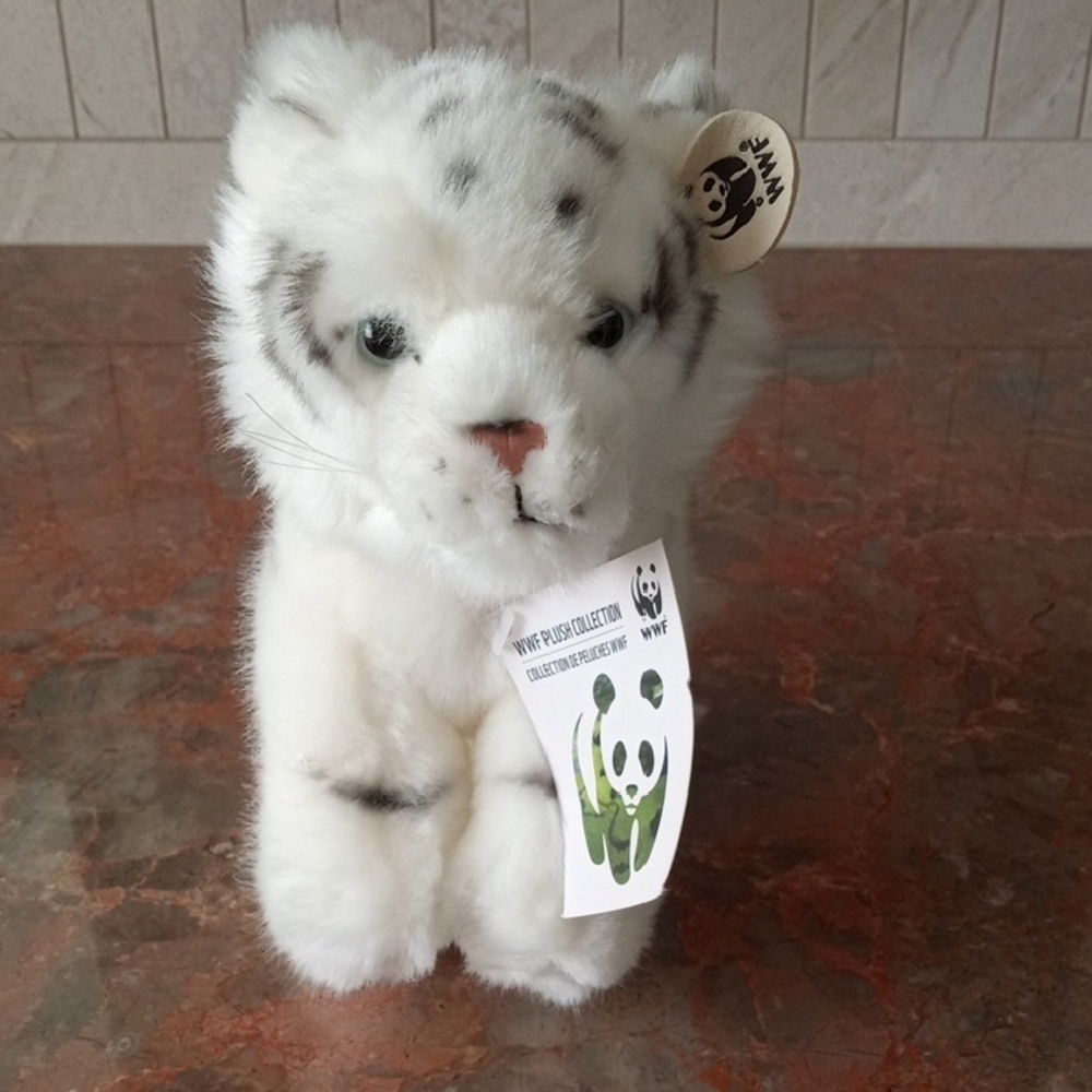 WWF White Tiger Plush with Black Stripes